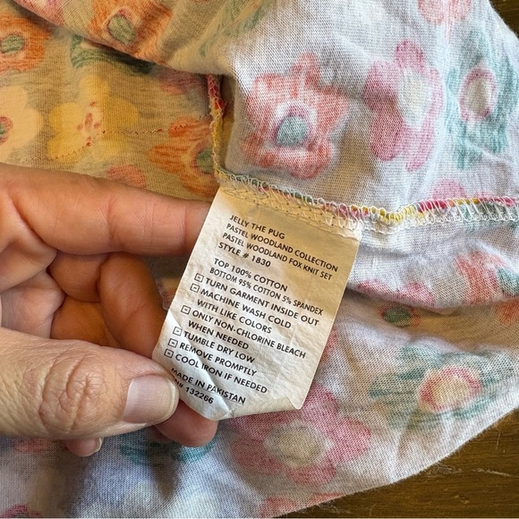 Jelly the Pug Pastel Woodland Fox Dress Long Sleeve Floral Stripe Girls 10 Art - Picture 5 of 6